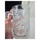 Glassware Including Batman Forever Mug, Pink Glass Bowl, and Lead Crystal Vase