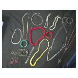 Mixed Jewelry Including Necklaces, Bracelets, and Earrings