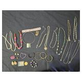 Vintage Jewelry with Necklaces, Bracelets, and Coins