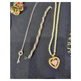 Vintage Jewelry with Necklaces, Bracelets, and Coins