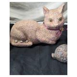 Faux Floral Wicker Basket and Animal Figurines