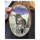 Lot of Wolf Decor: Plaques, Clock