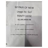 Large Lot of Leggs To Go Pantyhose in Assorted Sizes and Colors