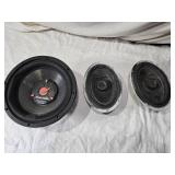 Used Car Audio Speakers: Planet Audio TQ12 12" Subwoofer and PSM Marine H2O9 Speakers - Untested