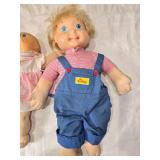 Collection of 17 Assorted Vintage Mason Jars with Lids and Set of 4 Vintage Dolls