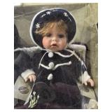 Lot of "Genuine Twins" Porcelain Dolls and Plush Doll in Polka Dot Dress