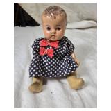 Lot of "Genuine Twins" Porcelain Dolls and Plush Doll in Polka Dot Dress