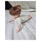 Lot of "Genuine Twins" Porcelain Dolls and Plush Doll in Polka Dot Dress