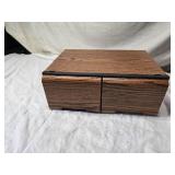 Vintage Wooden Cassette Tape Holder with 2 Drawers