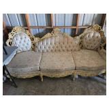 Kimball Vintage Floral Carved Wood Sofa 88" Long