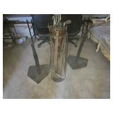 Vintage Golf Club Set with Brown Leather Bag on Cart and 2 Baseball T