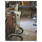 Vintage Golf Club Set with Brown Leather Bag on Cart and 2 Baseball T