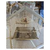 Vintage White Wire Bird Cage
