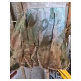 2 Patio Umbrellas, Stand, and 4 Plastic Chairs