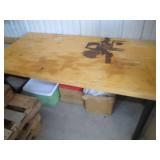 Wood top table with metal tubular l...