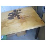 Wood top table with metal tubular l...
