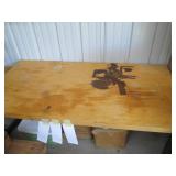 Wood top table with metal tubular l...
