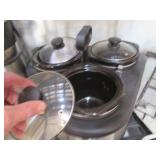 Pot Luck style 3-crock server, beve...