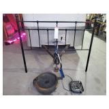 Queen bed headboard, ice scraper, heater, oil catch pan