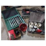 Assorted hole saws and tools