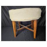 Vintage Cream Upholstered Wooden Stool