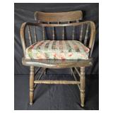 Vintage Wooden Windsor Chair with Floral Cushion