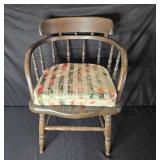 Vintage Wooden Windsor Chair with Floral Cushion