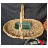 Mixed Lot: Wicker Baskets, Baseball Glove, Ski Rope with Handle