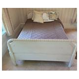 Vintage Twin Bed with Spindle Headboard and Footboard. Inc. Mattress and Linens