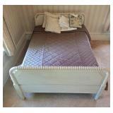 Vintage Twin Bed with Spindle Headboard and Footboard. Inc. Mattress and Linens