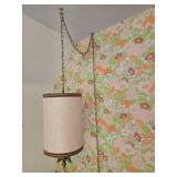 Vintage Hanging Pendant Lamp with Fabric Shade