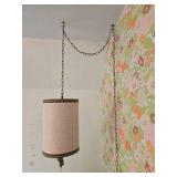 Vintage Hanging Pendant Lamp with Fabric Shade