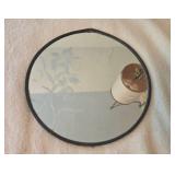 Vintage Round Wall Mirror with Etched Floral Design