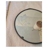 Vintage Round Wall Mirror with Etched Floral Design