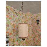 Vintage Hanging Pendant Light with Drum Shade and Eagle Ornament