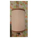 Vintage Hanging Pendant Light with Drum Shade and Eagle Ornament