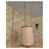 Vintage Hanging Pendant Light with Drum Shade and Eagle Ornament