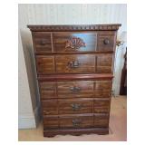Vintage Wooden 5-Drawer Chest with Carved Details