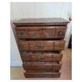 Vintage Wooden 5-Drawer Chest with Carved Details