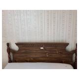 Elegant Full Size Wooden Bed Frame with Headboard, Mattress/Boxspring and Topper