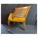 Vintage Upholstered Cane Back Accent Chair