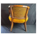 Vintage Upholstered Cane Back Accent Chair