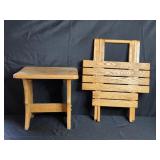 Folding Wooden Table with Stool Set