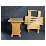 Folding Wooden Table with Stool Set