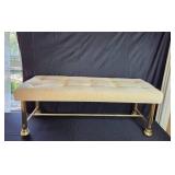 Vintage Upholstered Bench with Brass Legs