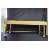 Vintage Upholstered Bench with Brass Legs