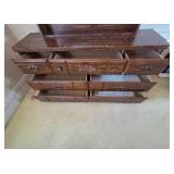 Wooden Dresser with Mirror and Nine Drawers