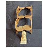 Vintage Set: Pottery Stand, Painting Board, and Decorative Statue