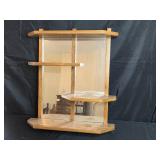 Set of 2 Vintage Wooden Wall Shelves with Mirror Backing