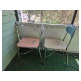 Pair of Retro Metal Chairs with Colored Seats